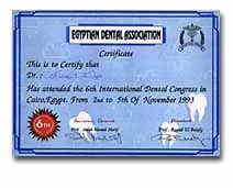 Egyptian Dental Association Award for Dr. Nivine Y. El-Refai